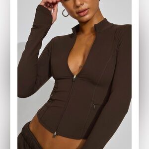 Garage, capri romper XS , activewear jacket XS , brown,bra top (XS)